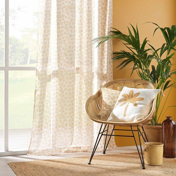 Rumeno-bela prosojna zavesa iz tančice 140x240 cm Maddy – douceur d'intérieur-image-3