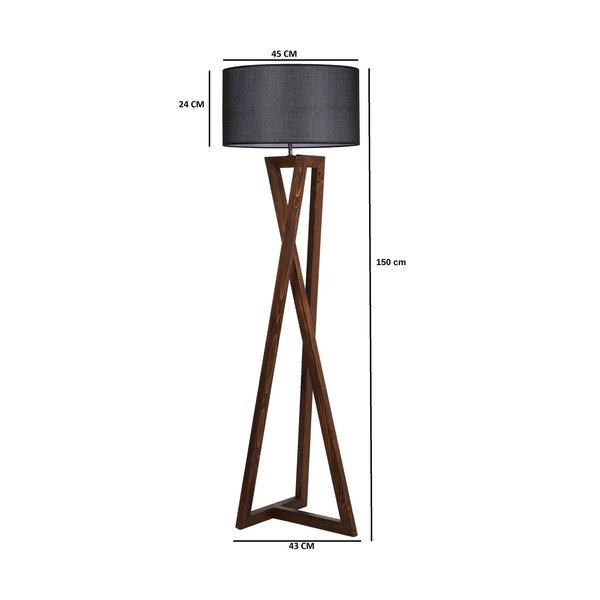Črna/rjava stoječa svetilka s tekstilnim senčilom (višina 149 cm) Maçka – Opviq lights-image-3