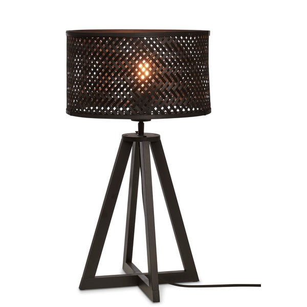 Črna namizna svetilka z bambusovim senčnikom (višina 53 cm) Java – Good&Mojo