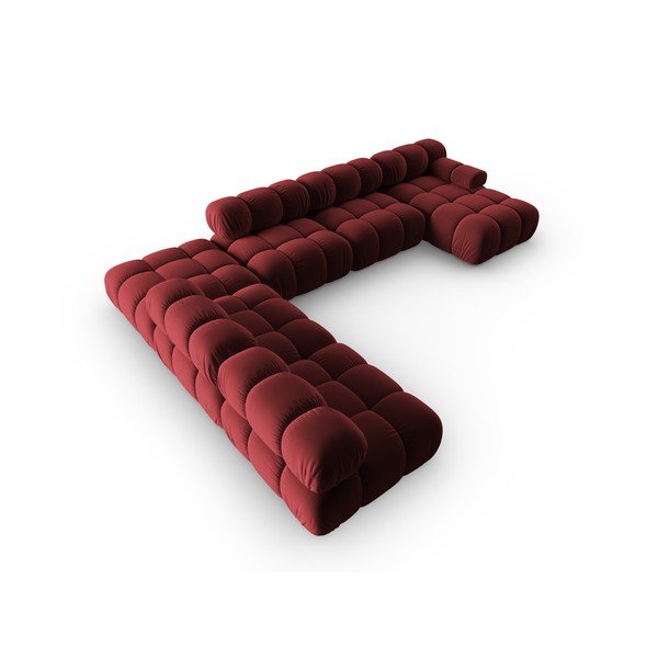 Rdeča žametna sedežna garnitura 379 cm Bellis – Micadoni Home-image-4