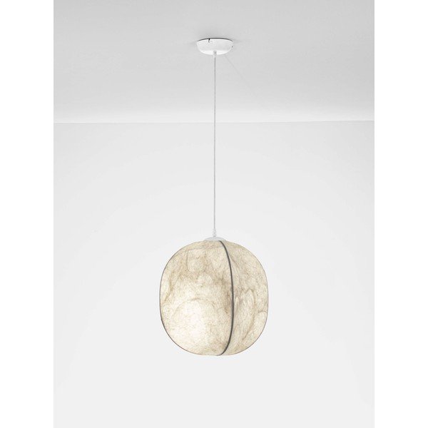 Bela kovinska viseča svetilka s tekstilnim senčilom ø 42 cm Pierida – Nova Luce-image-4