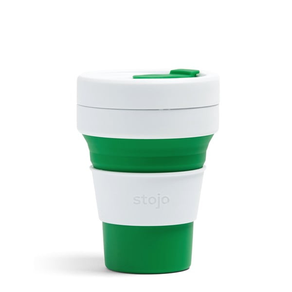 Belo-zelena zložljiva skodelica to go Stojo Pocket Cup, 355 ml