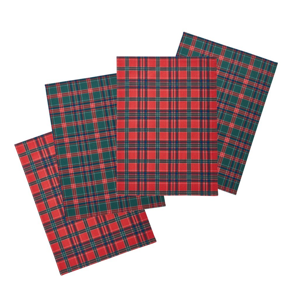 Bombažne kuhinjske krpe v kompletu 4 ks z božičnim motivom 70x50 cm Christmas Tartan Check
