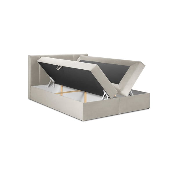 Bež žametna zakonska postelja Mazzini Beds Afra, 200 x 200 cm-image-3