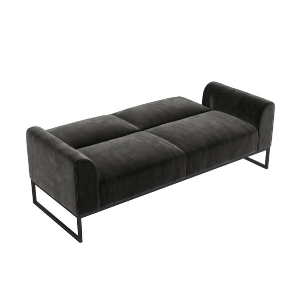 Črna žametna nastavljiva/raztegljiva sedežna garnitura 217 cm Adley – Støraa-image-4