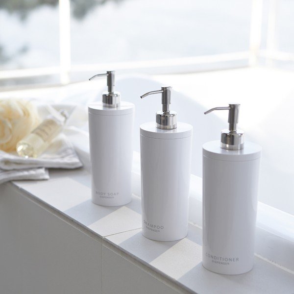 Bel plastičen dozirnik za milo 500 ml Round – YAMAZAKI-image-1