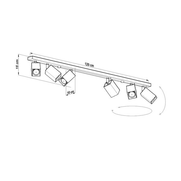 Črna stropna svetilka Sollux Toscana 6L-image-3