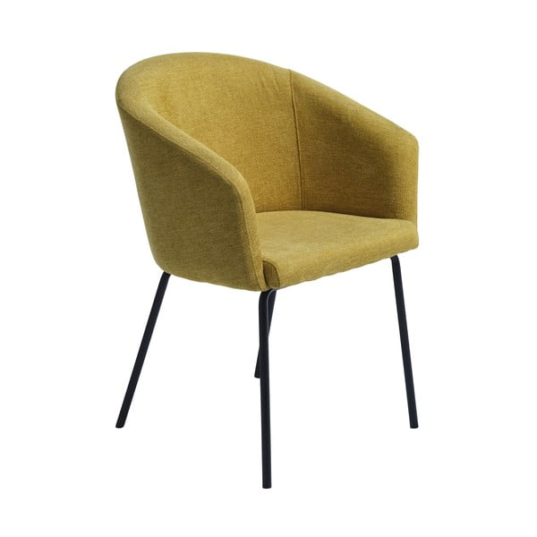 Gorčično rumen oblazinjen jedilni stol z nasloni za roke Easton – Unique Furniture