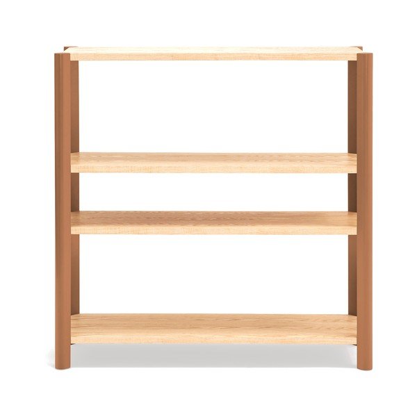 Regal v hrastovem dekorju v opečnato oranžni in svetli naravni barvi 126x128x43 cm Bona – Teulat