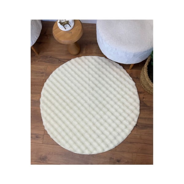 Kremno bela pralna okrogla preproga ø 120 cm Bubbly – Oyo Concept-image-2