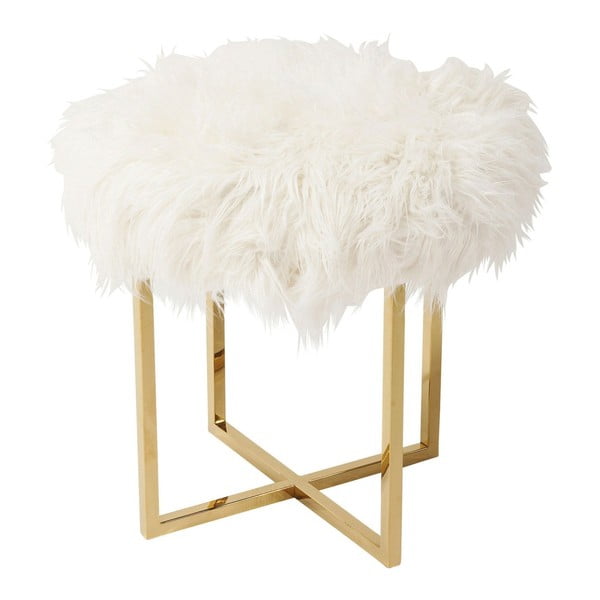 Bel stolček z zlatimi detajli Kare Design Mr Fluffy
