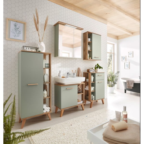 Zelena stenska kopalniška omarica iz hrastovega dekorja 51x75 cm Set 963 - Pelipal-image-4