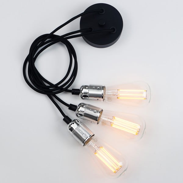 Črna dvojna viseča svetilka z detajli v srebrni barvi Sotto Luce Uno-image-4