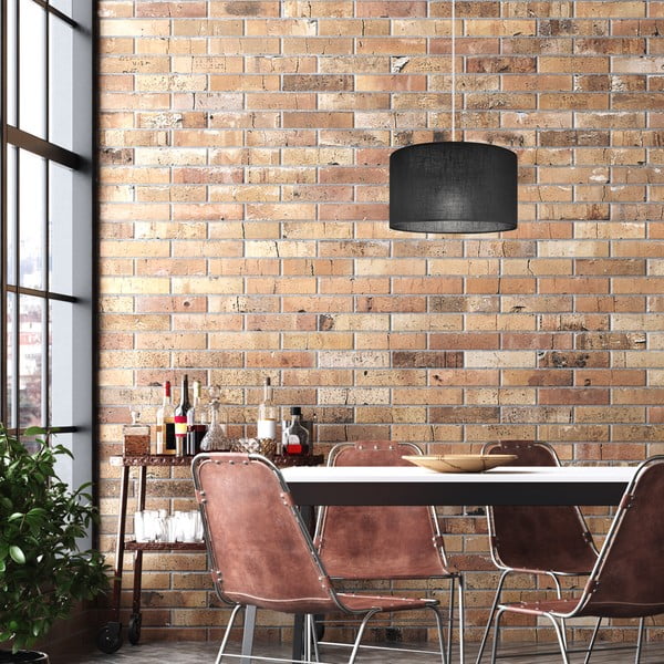 Črna viseča svetilka s tekstilnim senčnikom ø 35 cm Vivian – LAMKUR-image-1