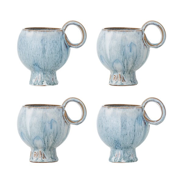 Svetlo modre skodelice v kompletu za kapučino 4 ks iz kamenine 250 ml Avonlea – Bloomingville