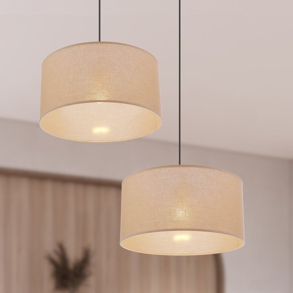 Bež viseča svetilka s tekstilnim senčilom ø 40 cm Shanti – Candellux Lighting-image-2