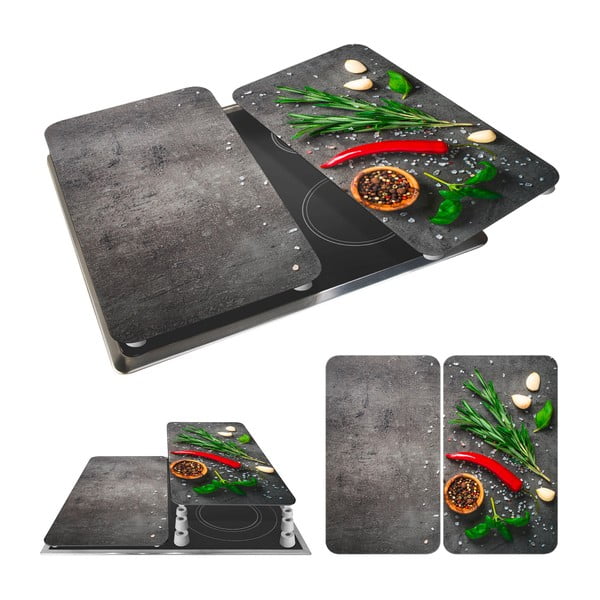 Plošča za štedilnik iz kaljenega stekla v kompletu 2 kos 52x30 cm Rosemary - Maximex-image-3