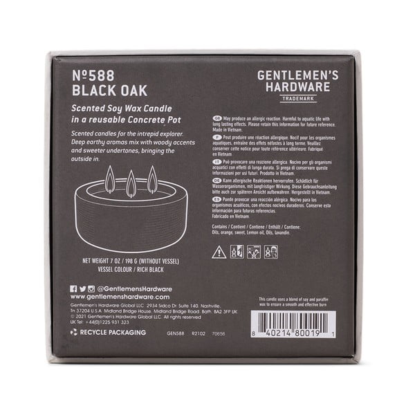Dišeča sveča iz sojinega voska čas gorenja 40 h Black Oak – Gentlemen's Hardware-image-3