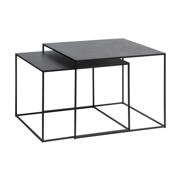 Črne kovinske mizice v kompletu 2 ks 65x65 cm Pebble – Unique Furniture