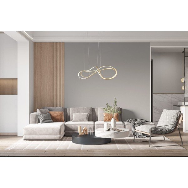 LED viseča svetilka v zlati barvi s kovinskim senčnikom Nala – Trio Select-image-2
