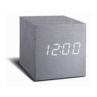 Siva budilka z belim LED zaslonom Gingko Cube Click Clock