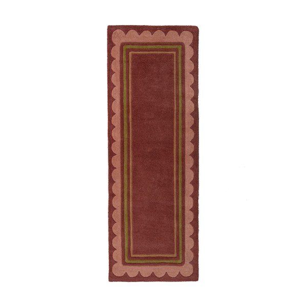 Bordo rdeč ročno tkan volnen tekač 80x230 cm Lois – Flair Rugs
