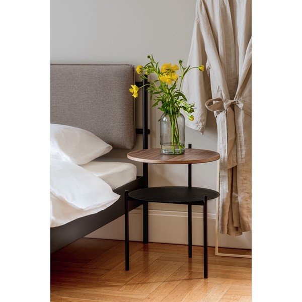 Črna jeklena oblazinjena zakonska postelja z letvenim dnom 180x200 cm Eton Basic – noo.ma-image-4