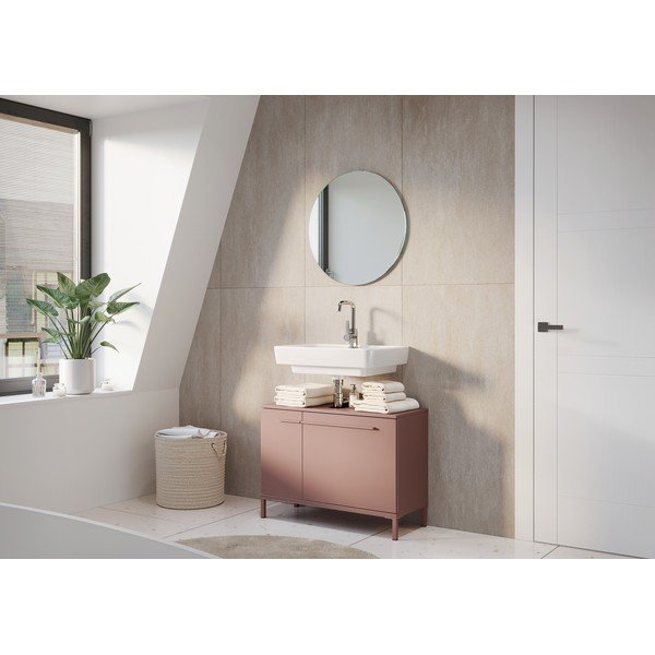 Rjava omarica za pod umivalnik v mat dekorju 80x59 cm Laurino – Germania-image-1