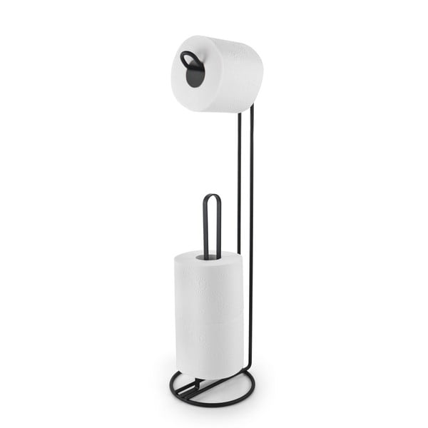 Črno stojalo za toaletni papir z držalom Metaltex Origin-image-2