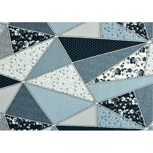 Belo-modra podaljšana posteljnina mečkanka za zakonsko posteljo 200x220 cm Triangle -image-1