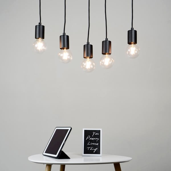 Črna viseča svetilka s petimi žarnicami Sotto Luce Cero Basic-image-2