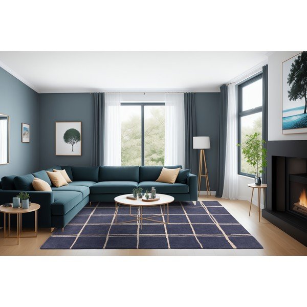 Modra ročno tkana volnena preproga 160x230 cm – Asiatic Carpets-image-2