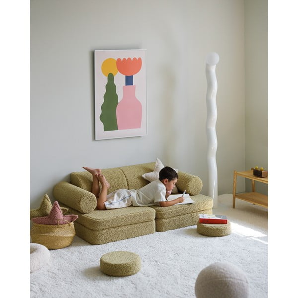 Zelena otroška sedežna garnitura iz tkanine bouclé 132 cm Settee – Wigiwama-image-3