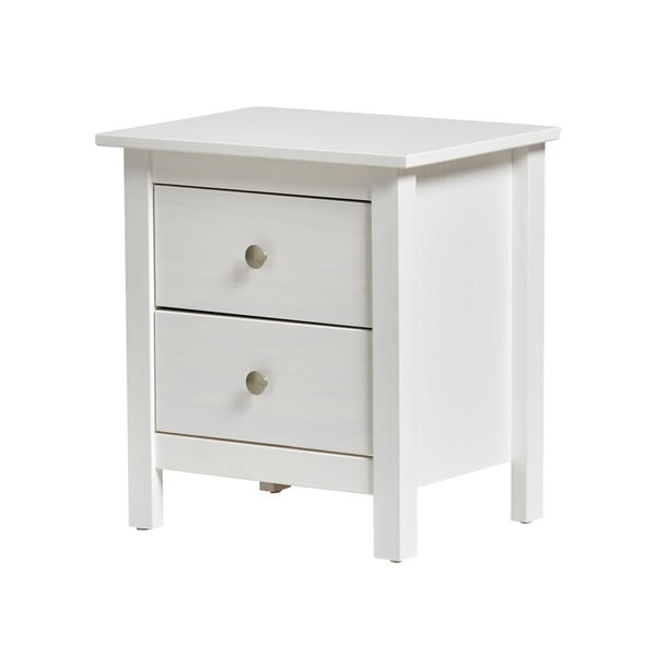 Bela nočna omarica iz masivnega borovega lesa z 2 predaloma Marckeric Berna-image-2