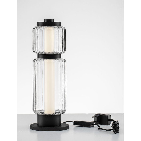 Mat črna steklena LED namizna svetilka (višina 39 cm) Liesa – Nova Luce-image-3