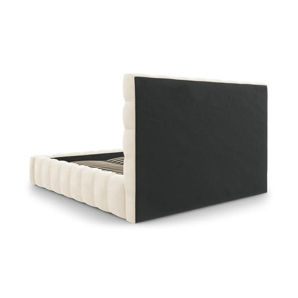 Bež oblazinjena zakonska postelja s prostorom za shranjevanje in letvenim dnom 200x200 cm Bali – Cosmopolitan Design-image-4