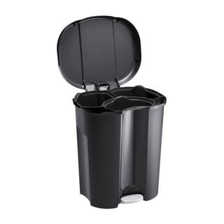 Črn koš za smeti iz reciklirane plastike s pedali 25 L Trio - Rotho