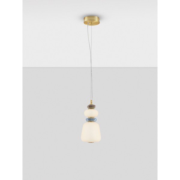 Bela/v zlati barvi kovinska LED zatemnitvena viseča svetilka s porcelanastim senčilom/s steklenim senčilom ø 17 cm Palo – Nova Luce-image-4
