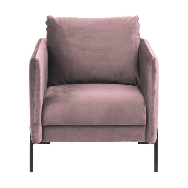Žametni fotelj Actona Kingsley praškasto rožnate barve
