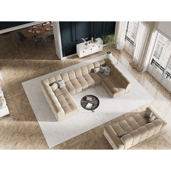 Bež žametni kavč 222 cm Kendal - Micadoni Home-image-1