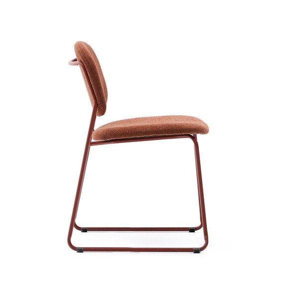 Kovinski jedilni stol z možnostjo nalaganja v barvi terakote Meli – Kave Home-image-3