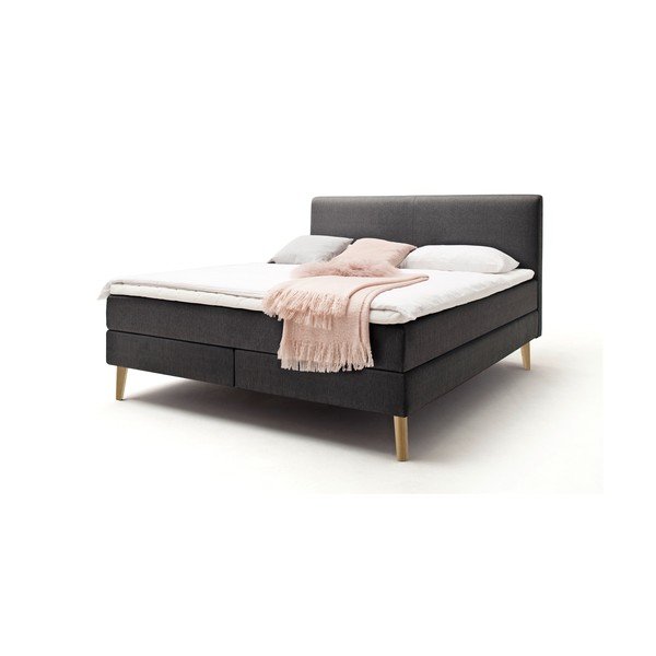 Antracitno siva boxspring postelja 160x200 cm Greta – Meise Möbel-image-2