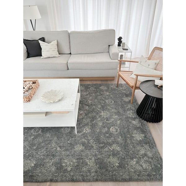 Siva volnena preproga 200x300 cm Calisia Vintage Flora – Agnella-image-1