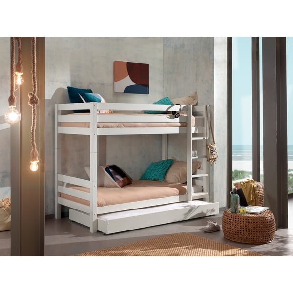 Bel pograd z dodatnim ležiščem iz masivnega bora s prostorom za shranjevanje 90x200 cm PINO – Vipack-image-1