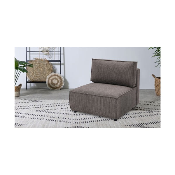 Svetlo rjav modul za sedežno garnituro iz rebrastega žameta (sredinski modul) Nihad modular – Bobochic Paris-image-1