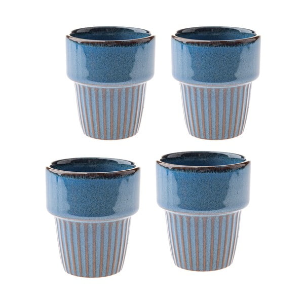 Modre skodelice v kompletu za espresso 4 ks iz kamenine 100 ml Tone – Dakls