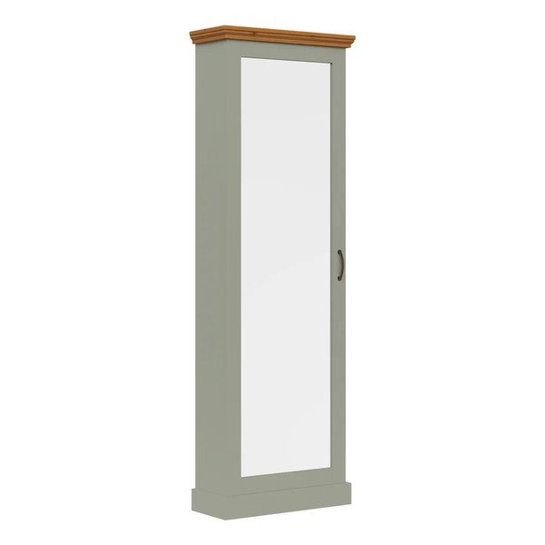 Zelena/v svetli naravni barvi omarica za čevlje iz masivnega bora z ogledalom 60x180x25 cm Selma – Støraa-image-4
