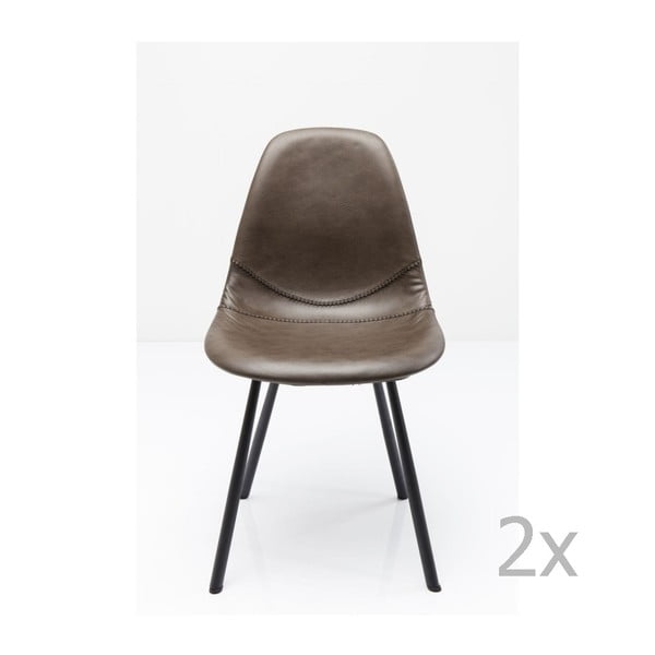 Komplet 2 sivih jedilnih stolov z jekleno konstrukcijo Kare Design Lounge