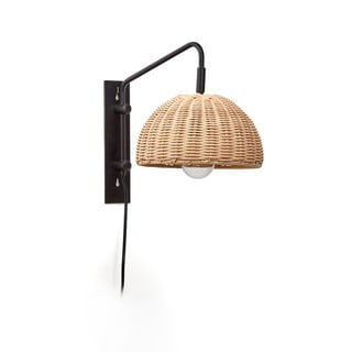 Črna/naravna stenska svetilka ø 23 cm Damila – Kave Home