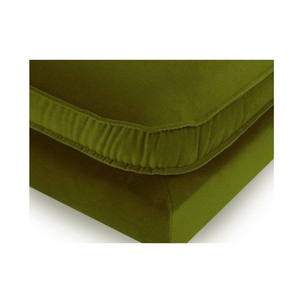 Zelen žametni tabure s črnimi nogami Kooko Home Lento-image-3